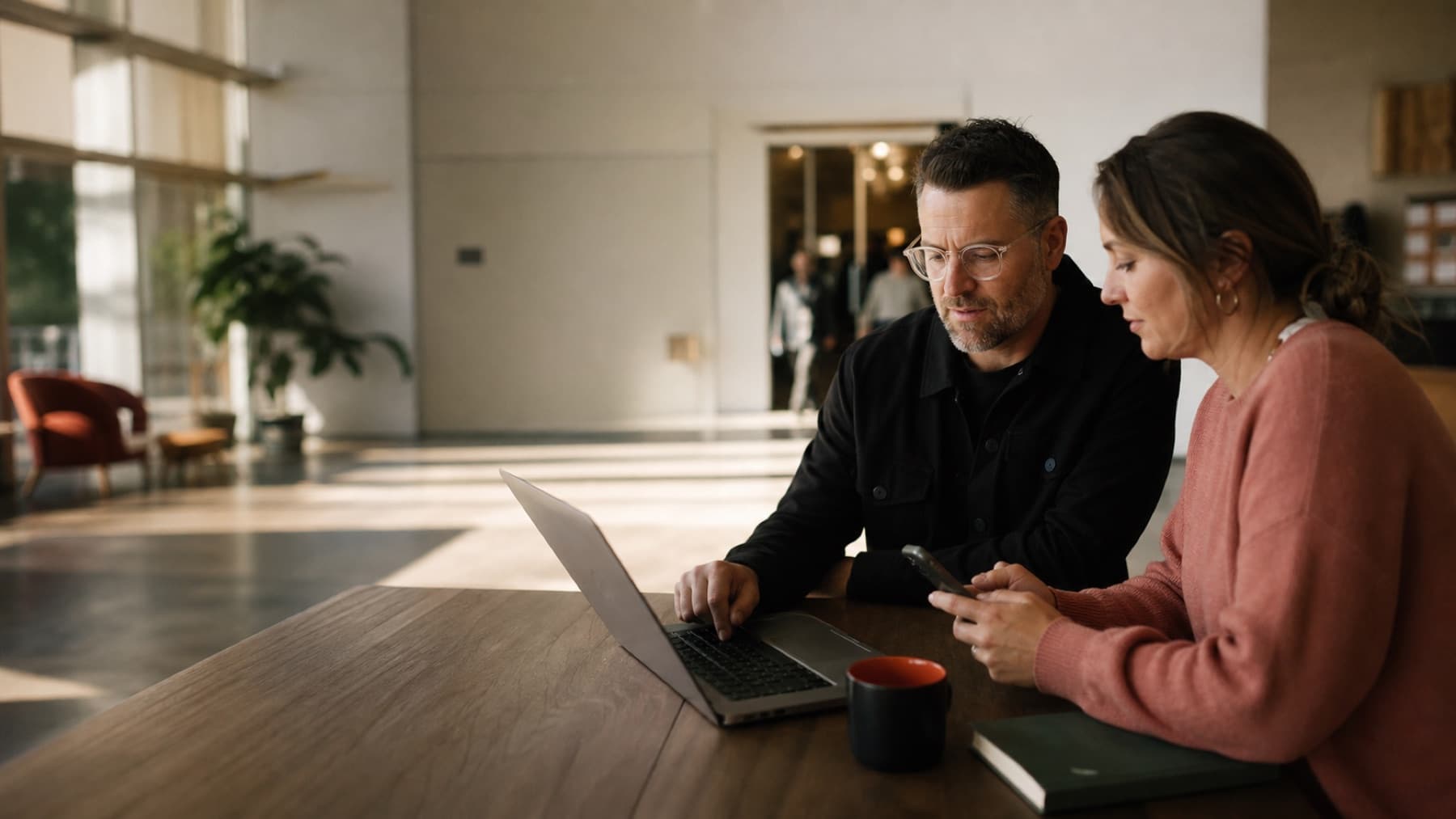 Church leaders reviewing digital tools together